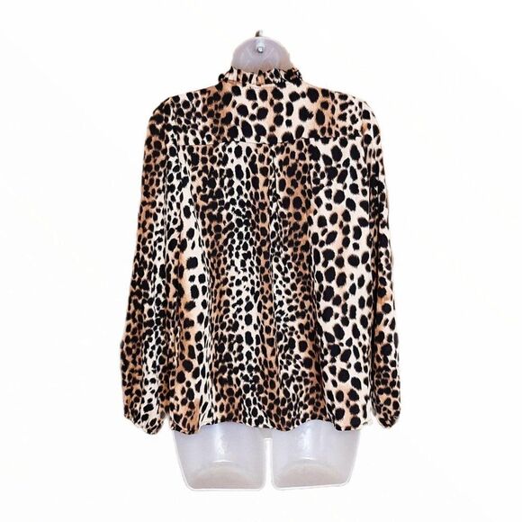 Veronica M Leopard Print Blouse sz M - Picture 3 of 5